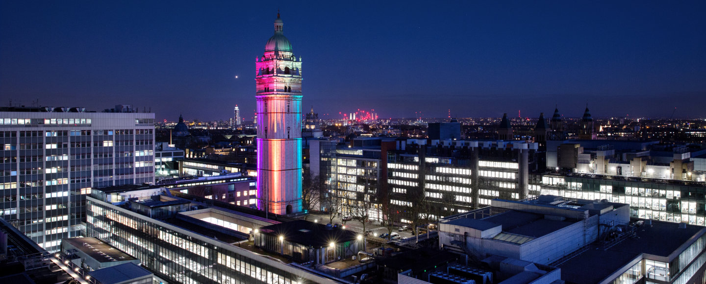 Imperial College London at night